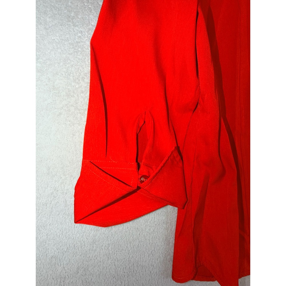 Cato Womens Medium Red Button Down Collared Shirt Blouse Top Fast Shipping! - Picture 5 of 5